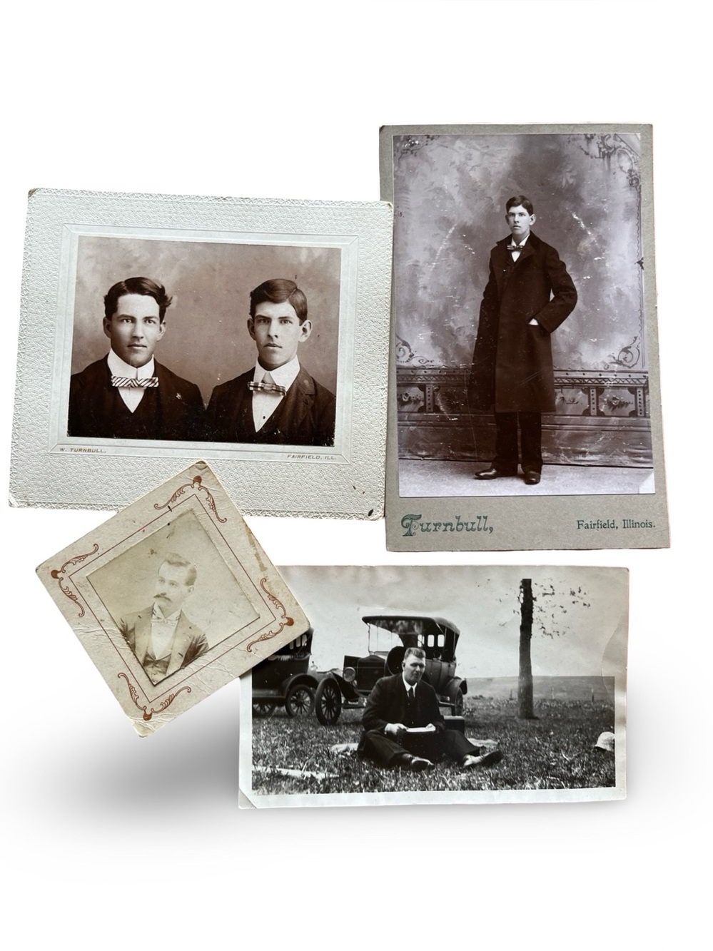 Antique Men’s Photographs Lot of 4 Cabinet Cards Early Auto Victorian Portraits